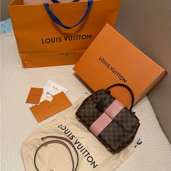 Louis Vuitton Handbags - Louis Vuitton Damier Ebene Satchel with Pink Stripe